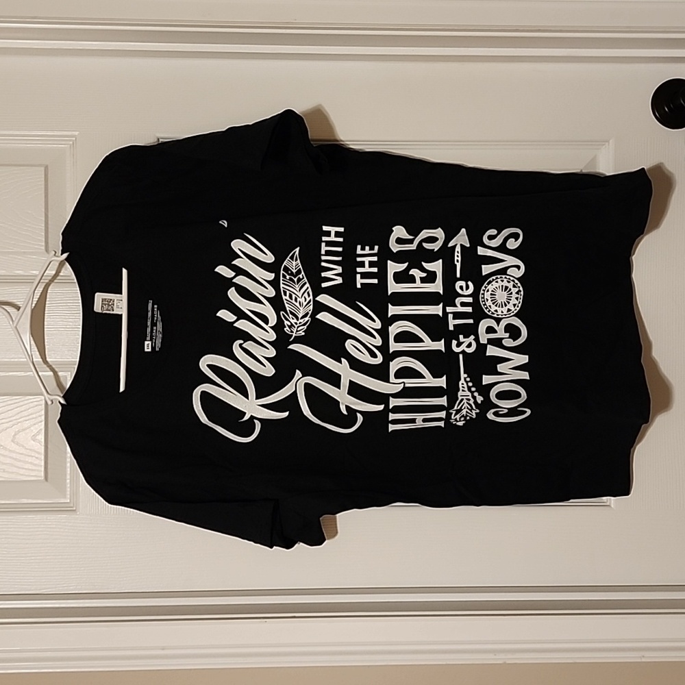 Raisin' Hell With the Hippies and the Cowboys, Black Short Sleeve T-Shirt, 3X